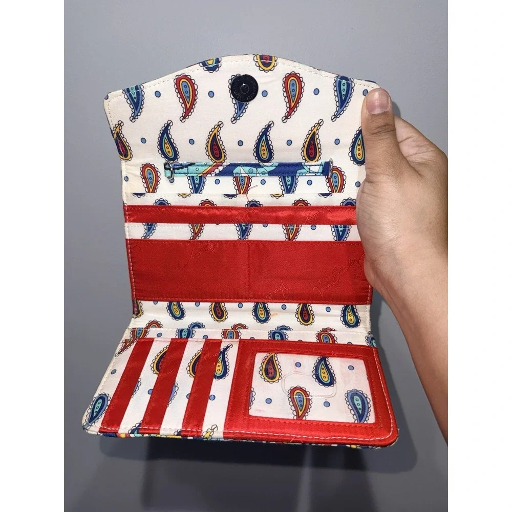 Vera Bradley Marina Paisley Wallet Passport Holder White Blue Multi Color L - Picture 5 of 5